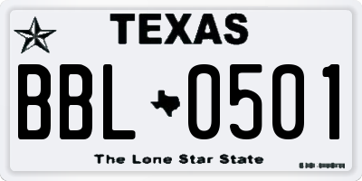 TX license plate BBL0501