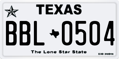 TX license plate BBL0504