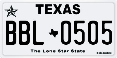 TX license plate BBL0505