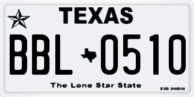 TX license plate BBL0510