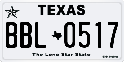 TX license plate BBL0517