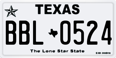 TX license plate BBL0524