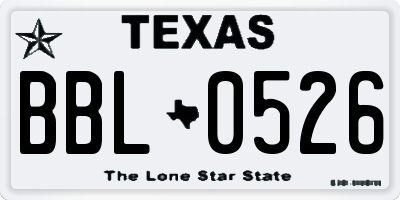 TX license plate BBL0526