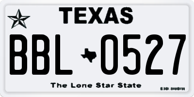 TX license plate BBL0527
