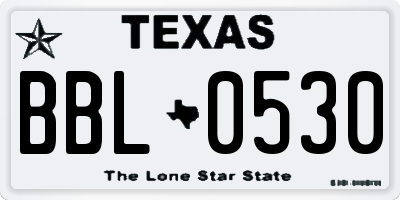 TX license plate BBL0530