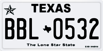 TX license plate BBL0532