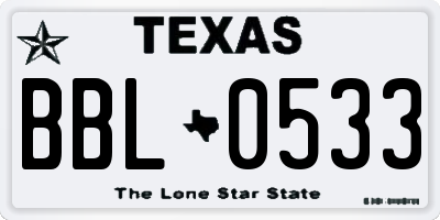 TX license plate BBL0533