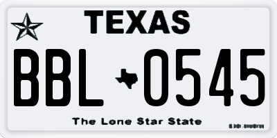 TX license plate BBL0545