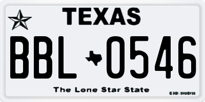 TX license plate BBL0546
