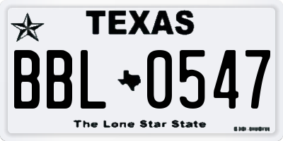 TX license plate BBL0547
