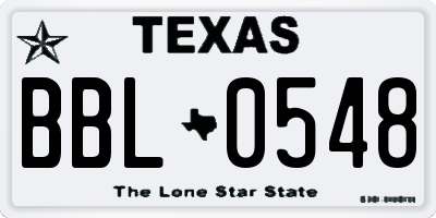 TX license plate BBL0548