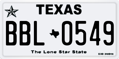 TX license plate BBL0549