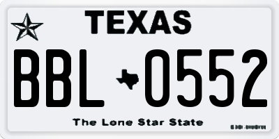 TX license plate BBL0552