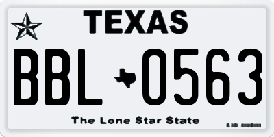 TX license plate BBL0563
