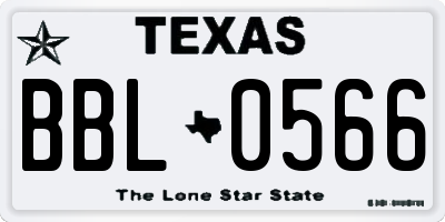 TX license plate BBL0566