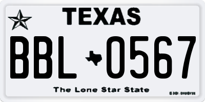 TX license plate BBL0567