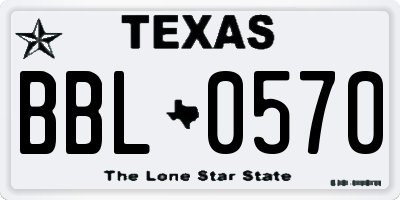 TX license plate BBL0570