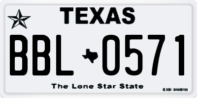 TX license plate BBL0571