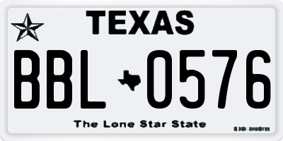 TX license plate BBL0576