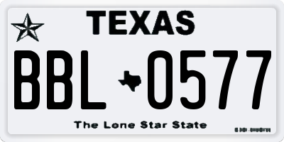 TX license plate BBL0577