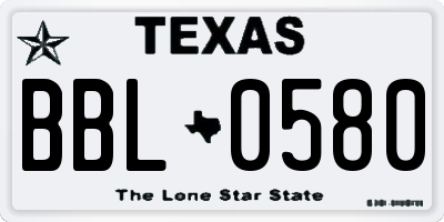 TX license plate BBL0580