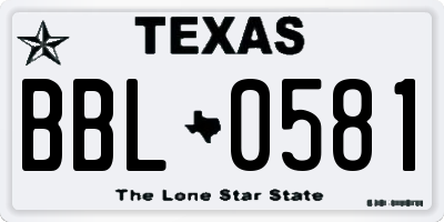 TX license plate BBL0581