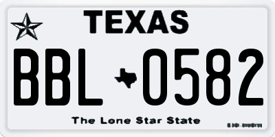 TX license plate BBL0582