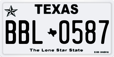 TX license plate BBL0587