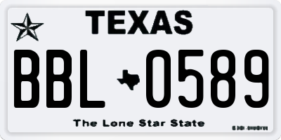 TX license plate BBL0589
