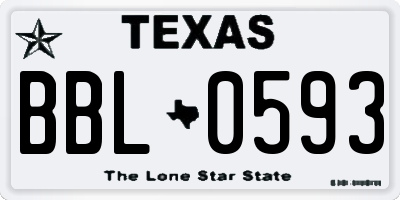 TX license plate BBL0593