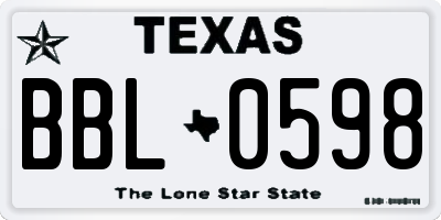 TX license plate BBL0598