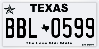 TX license plate BBL0599