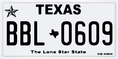 TX license plate BBL0609
