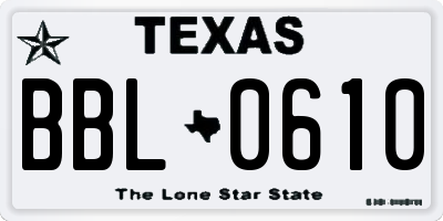 TX license plate BBL0610