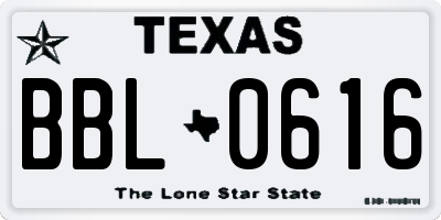 TX license plate BBL0616