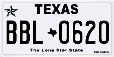 TX license plate BBL0620