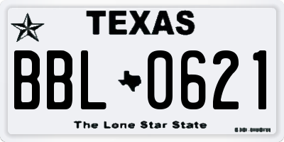 TX license plate BBL0621