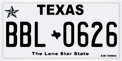 TX license plate BBL0626