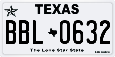 TX license plate BBL0632