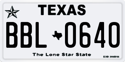 TX license plate BBL0640