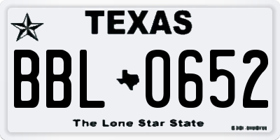 TX license plate BBL0652