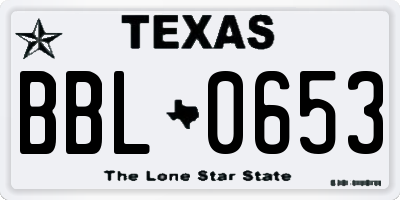 TX license plate BBL0653