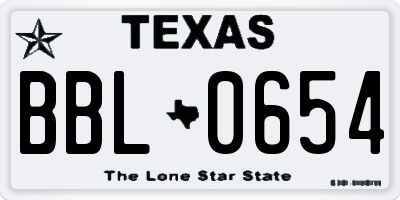 TX license plate BBL0654