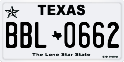 TX license plate BBL0662
