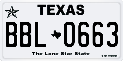 TX license plate BBL0663