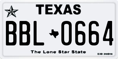 TX license plate BBL0664