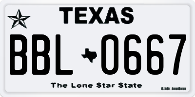 TX license plate BBL0667