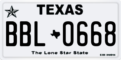 TX license plate BBL0668