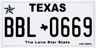 TX license plate BBL0669
