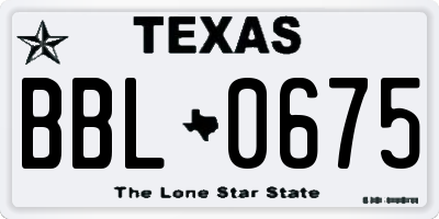 TX license plate BBL0675